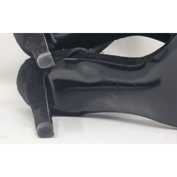 Zara Womens Black Leather Strappy 4" Heels Size 9 Open Toe Sandal Rhinestones - Picture 12 of 15